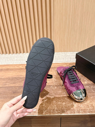 Pink Leather Metal Toe Low-Top - Women's