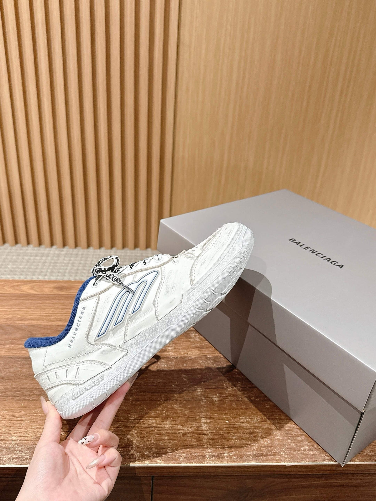 White and Blue Runner Sneakers