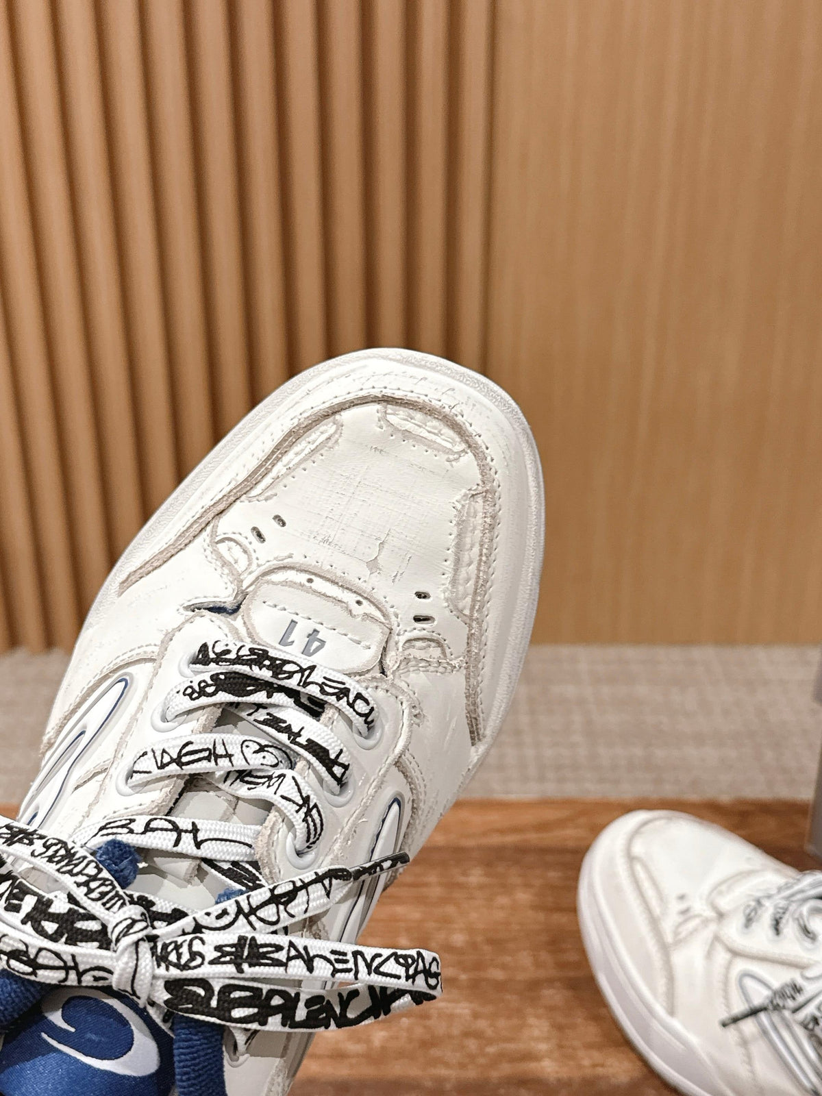 White and Blue Runner Sneakers