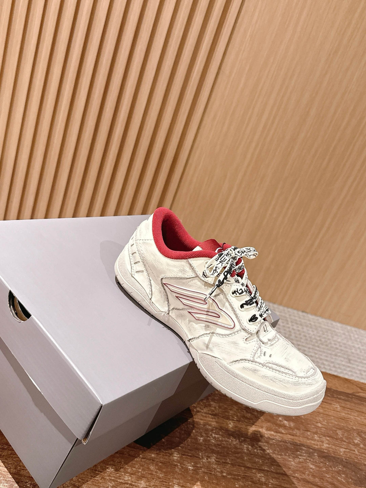 White and Blue Runner Sneakers