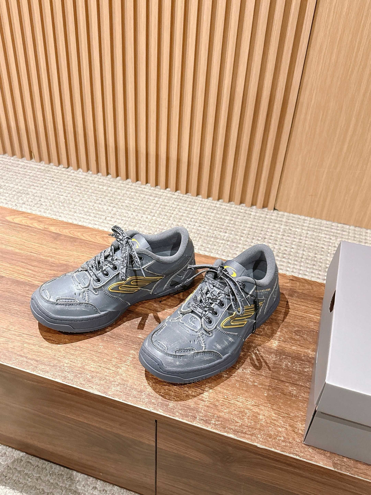 White and Blue Runner Sneakers