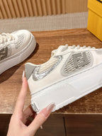White Leather Contrast Trim Low-Top - Women's