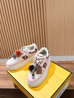 White Leather Embellished Low-Top - Women's
