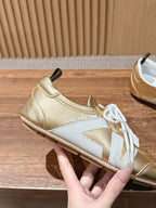 White Leather Contrast Trim Low-Top - Women's
