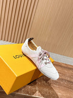 White Leather Contrast Trim Low-Top - Women's