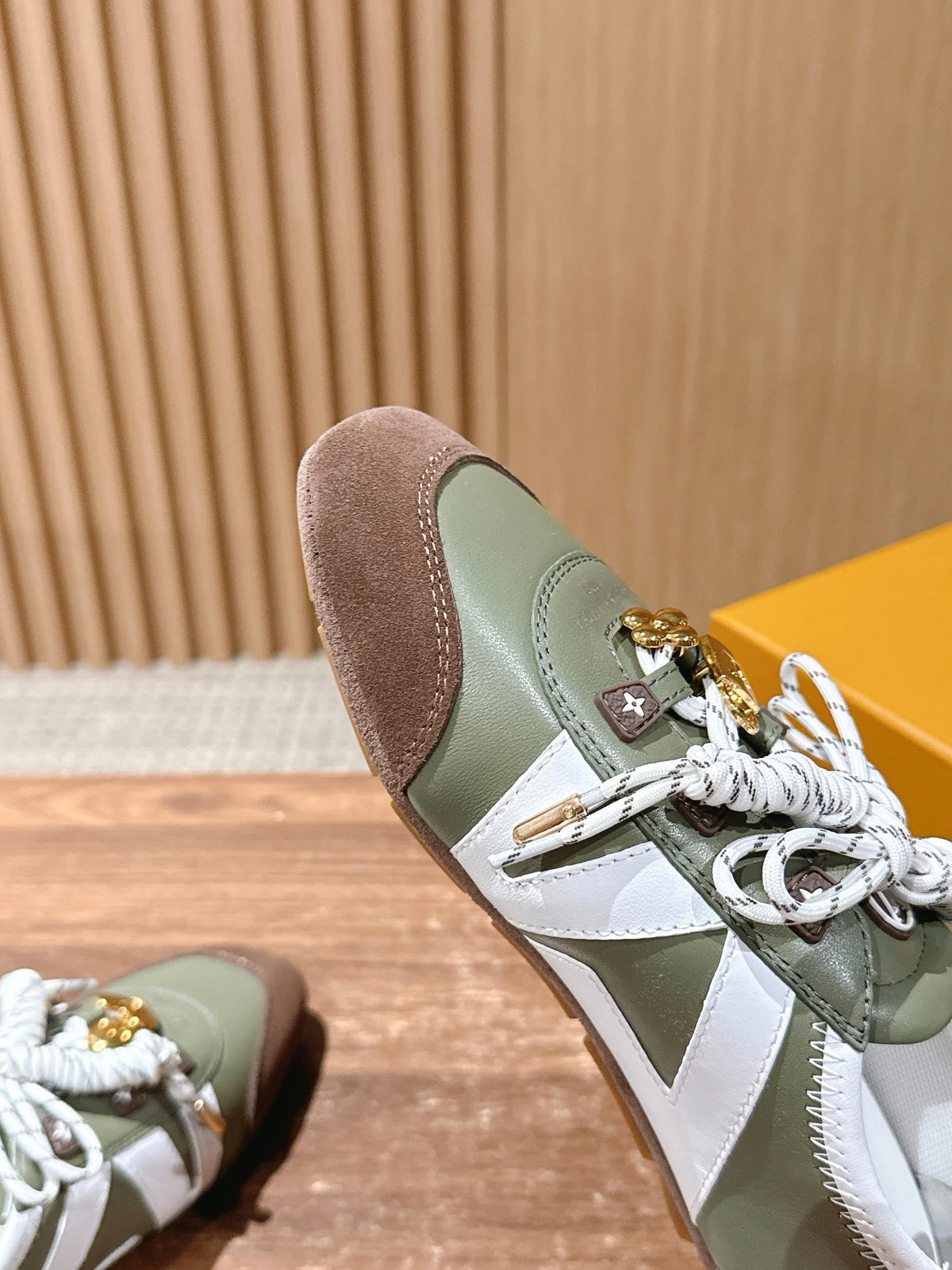 White Leather Striped Low-Top - Women's