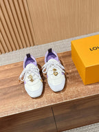 White Leather Striped Low-Top - Women's