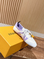 White Leather Striped Low-Top - Women's