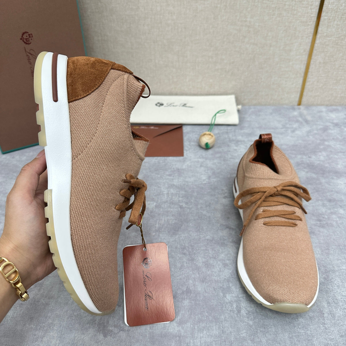 Camel Knit Tonal Low-Top - Men's
