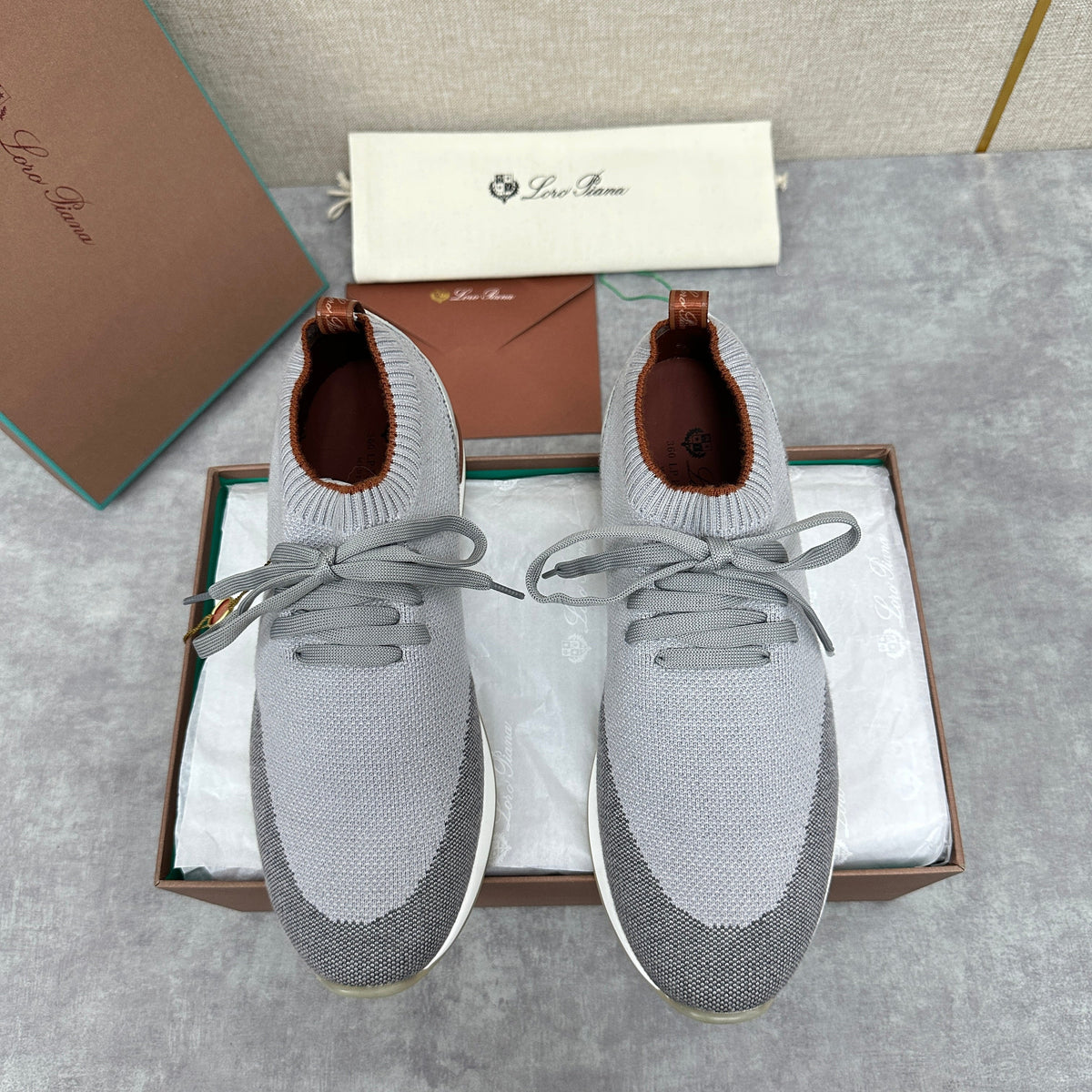 Grey Knit Panelled Sock Runner - Men's