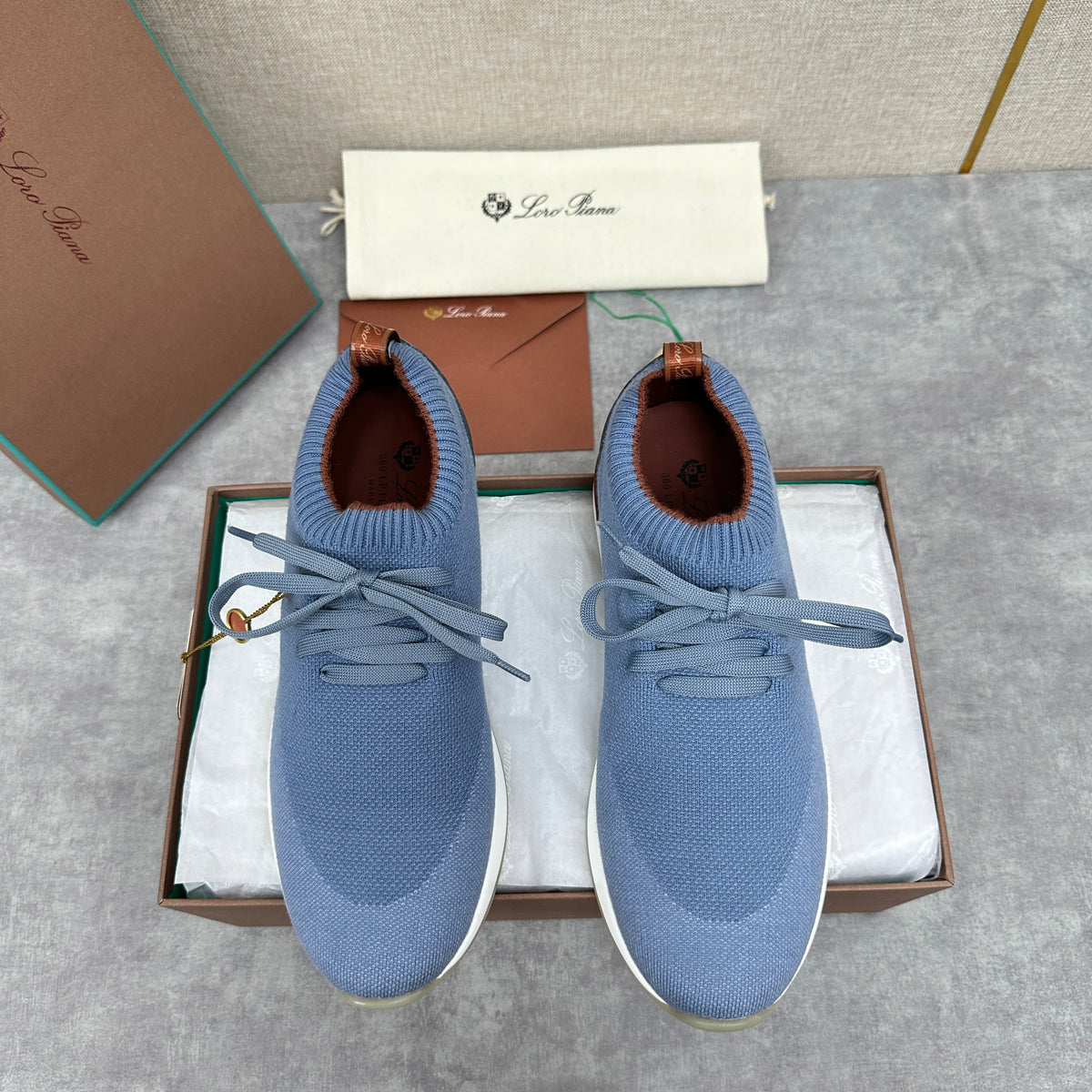 Blue Knit Strap Sock Runner - Men's