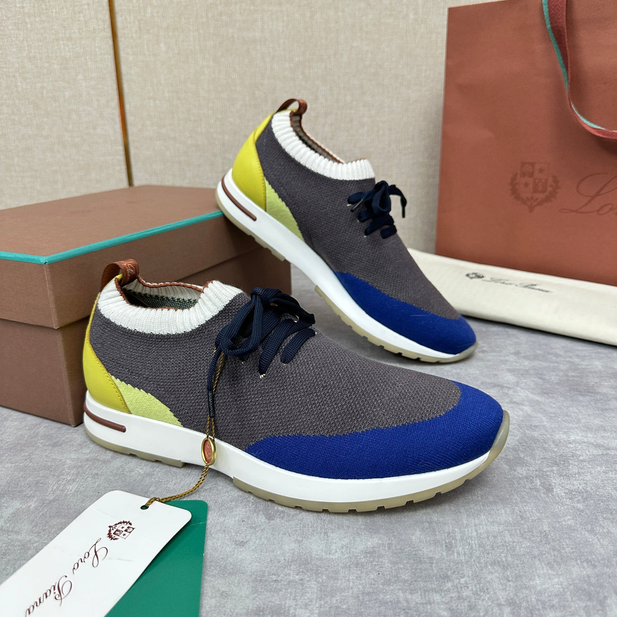 Blue Knit Strap Sock Runner - Men's