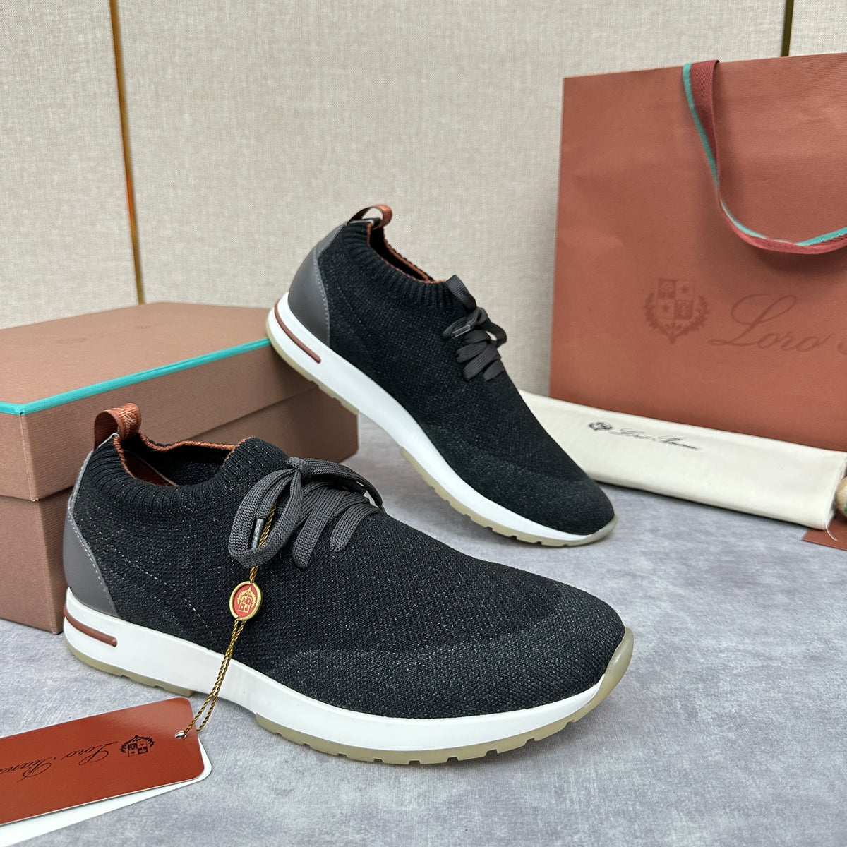 Blue Knit Strap Sock Runner - Men's