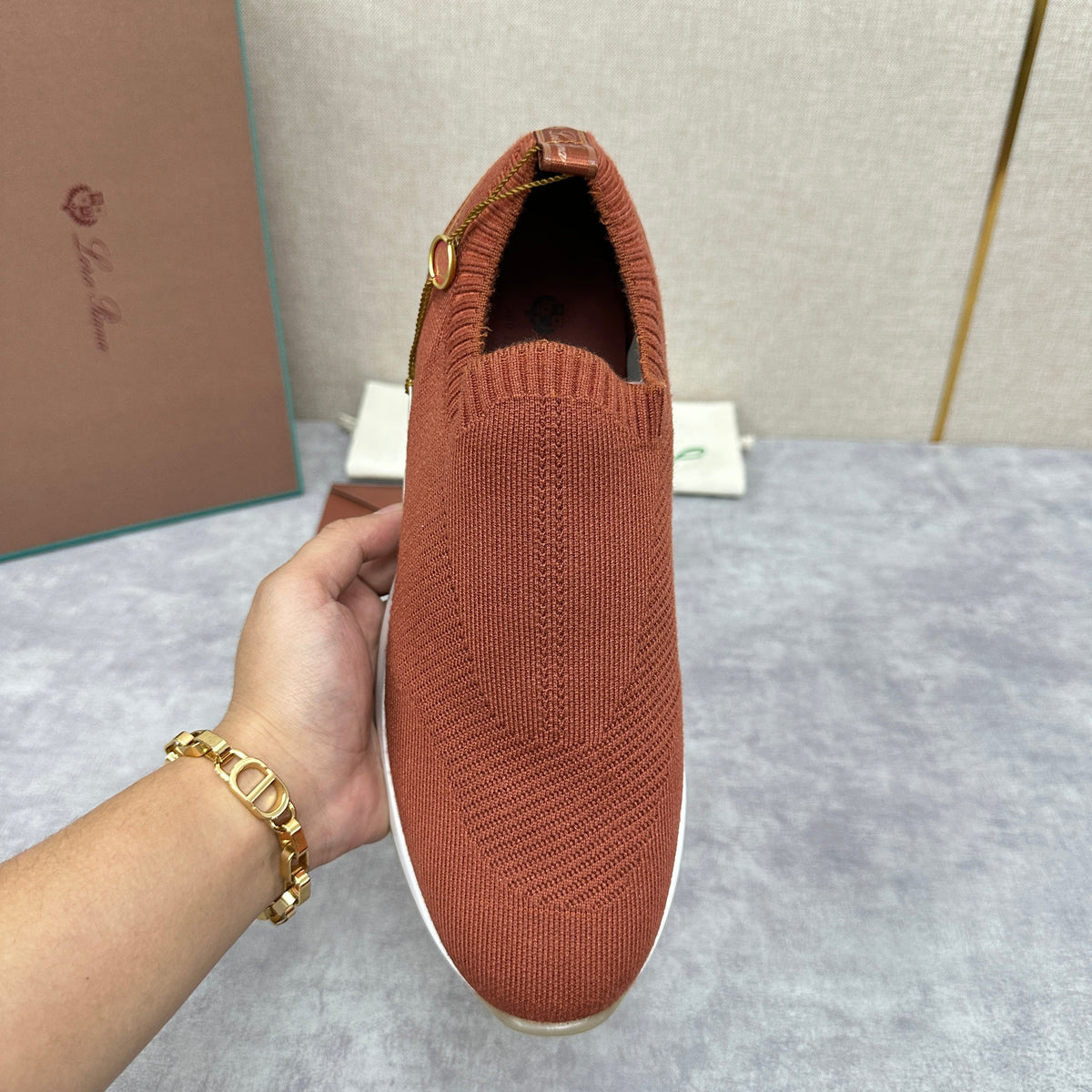 Orange Knit Tonal Sock Runner - Men's