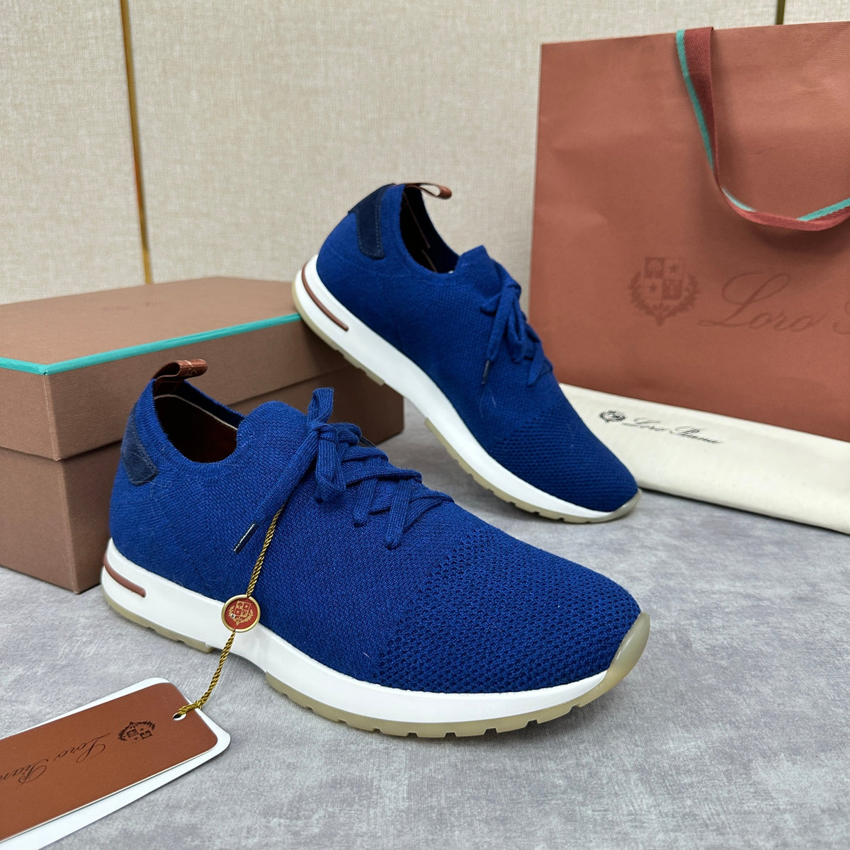 Blue Knit Contrast Sole Runner - Men's