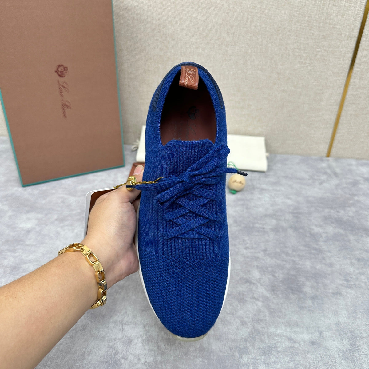 Blue Knit Contrast Sole Runner - Men's