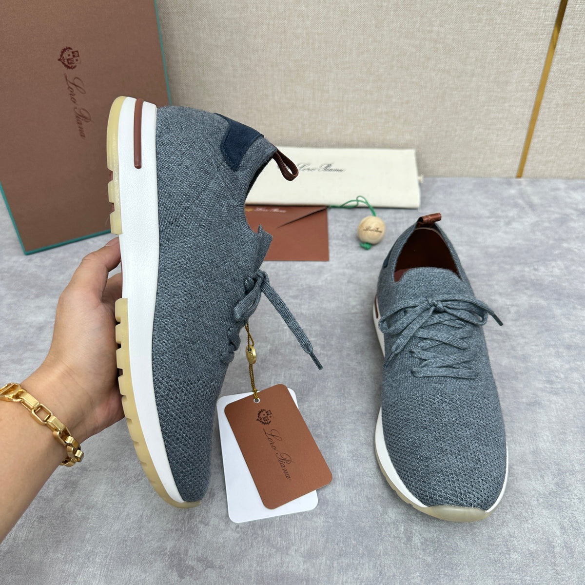 Grey Knit Slip-On Low-Top - Men's
