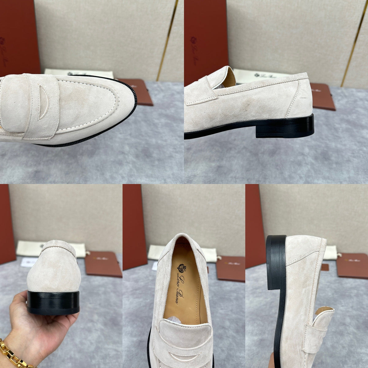 Cream Suede Contrast Sole Penny Loafer - Men's