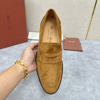 Cream Suede Contrast Sole Penny Loafer - Men's