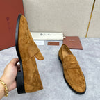 Cream Suede Contrast Sole Penny Loafer - Men's
