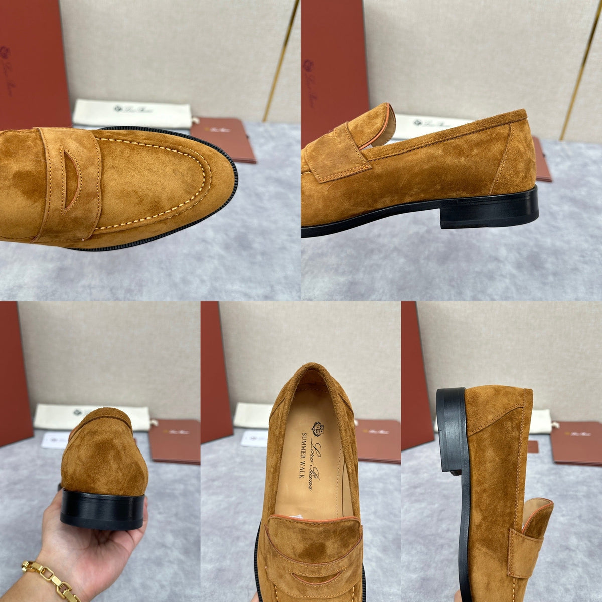 Cream Suede Contrast Sole Penny Loafer - Men's