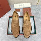 Olive Suede Plain Loafer - Men's