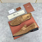 Olive Suede Plain Loafer - Men's