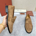 Olive Suede Plain Loafer - Men's