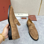 Olive Suede Plain Loafer - Men's