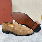 Olive Suede Plain Loafer - Men's