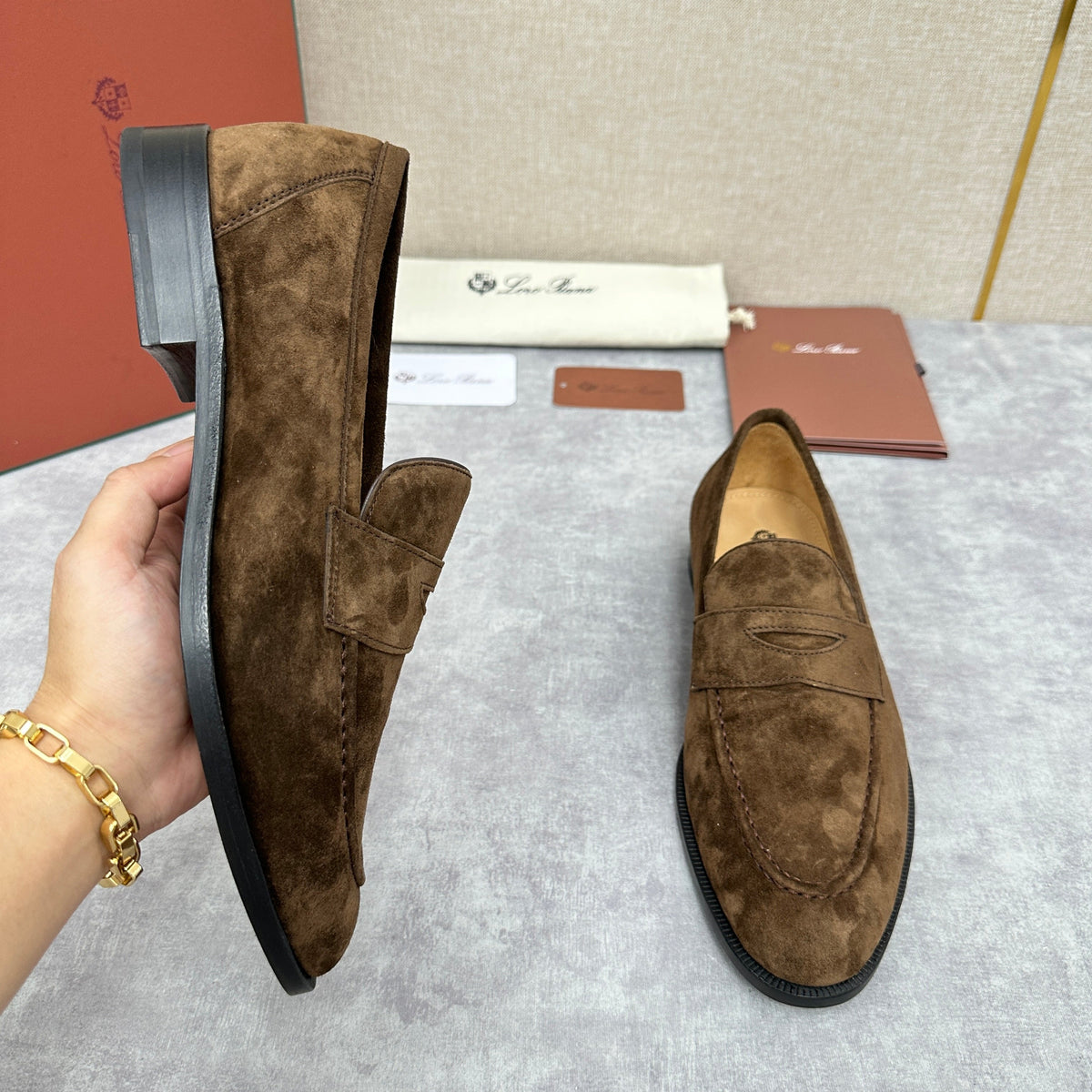 Brown Suede Fringe Loafer - Men's