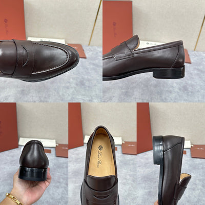 Brown Leather Plain Penny Loafer - Men's
