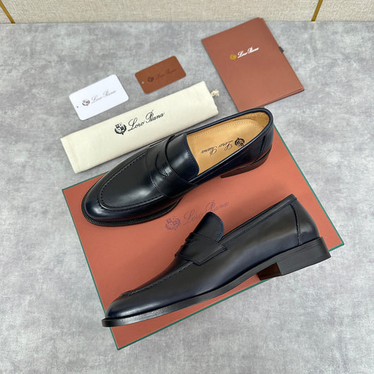 Brown Leather Plain Penny Loafer - Men's