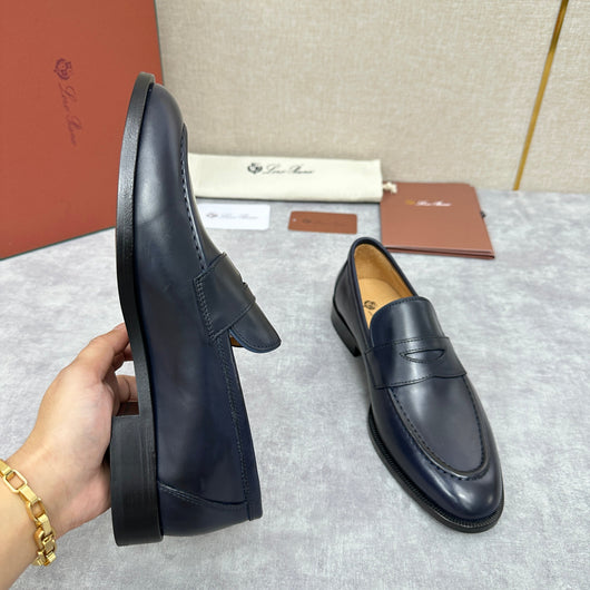 Brown Leather Plain Penny Loafer - Men's