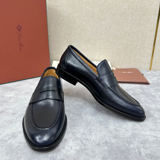 Brown Leather Plain Penny Loafer - Men's