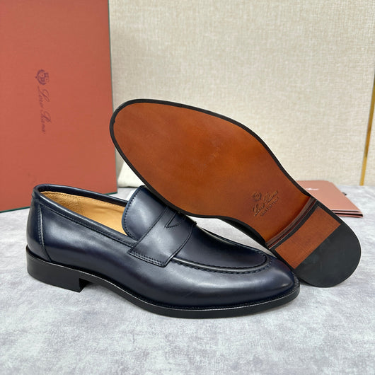 Brown Leather Plain Penny Loafer - Men's
