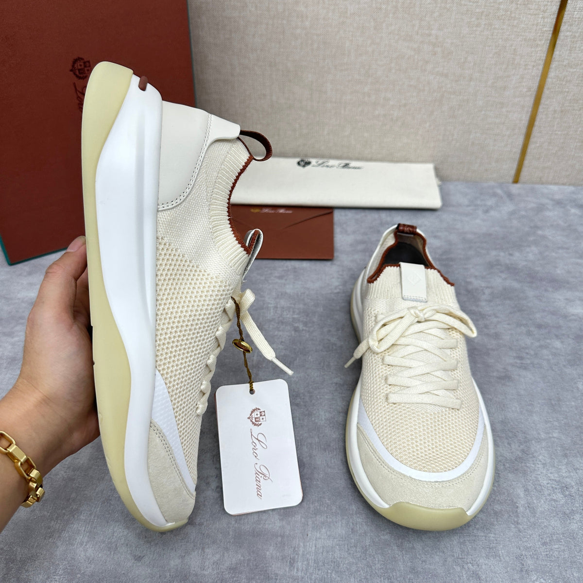 Cream Knit Chunky Sole Runner - Men's