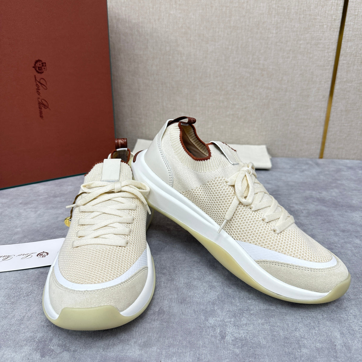 Cream Knit Chunky Sole Runner - Men's