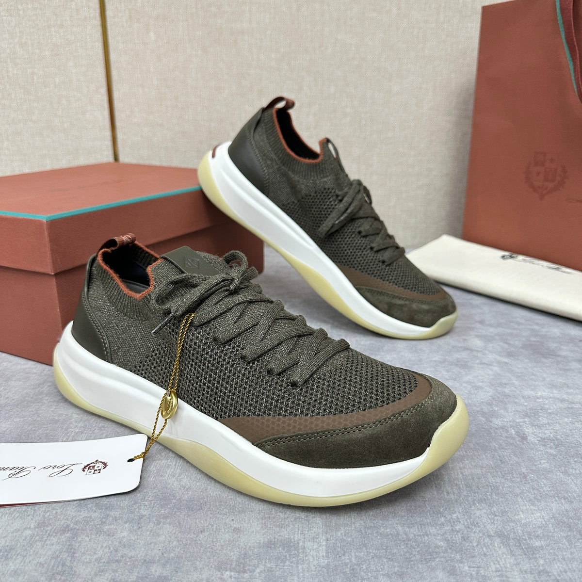 Olive Knit Chunky Sole Runner - Men's