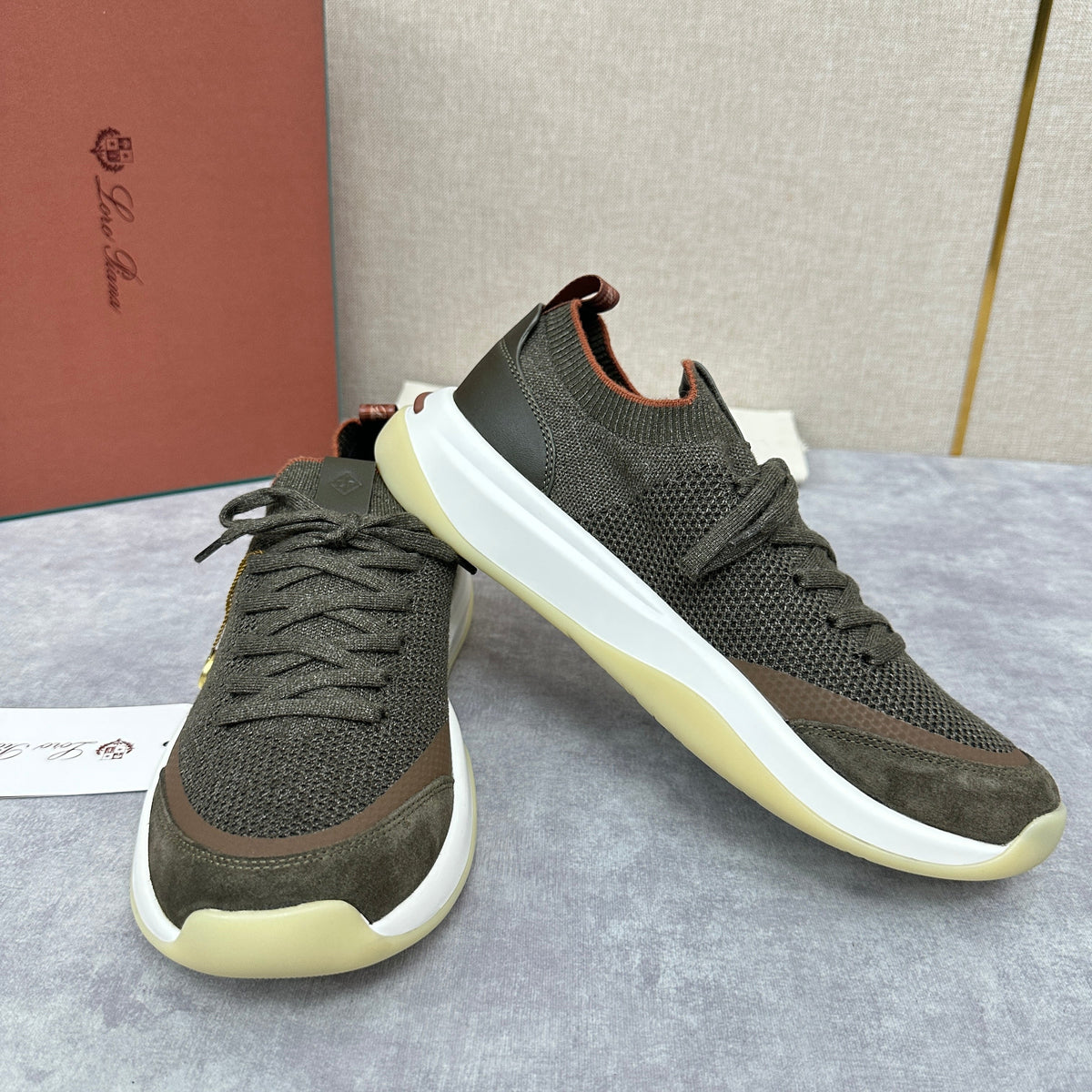 Olive Knit Chunky Sole Runner - Men's