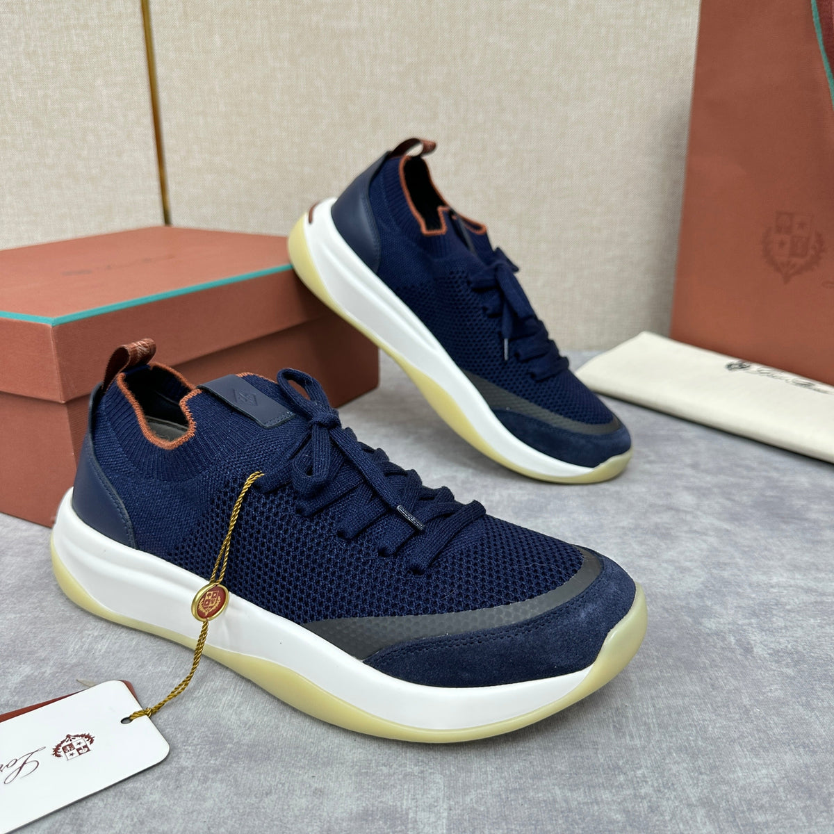 Cream Knit Chunky Sole Runner - Men's
