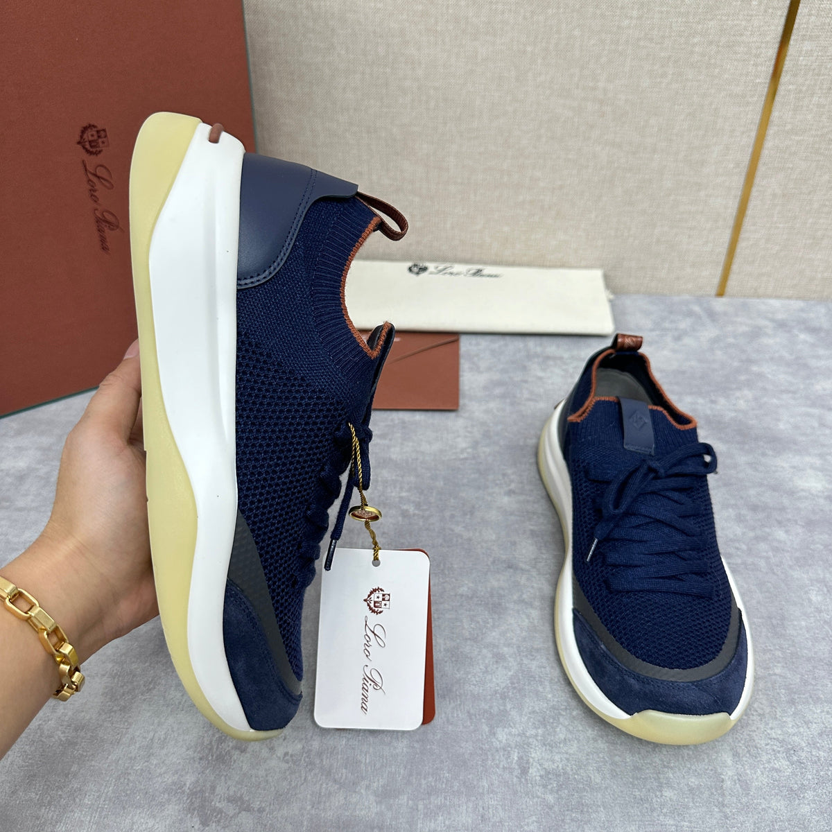 Cream Knit Chunky Sole Runner - Men's