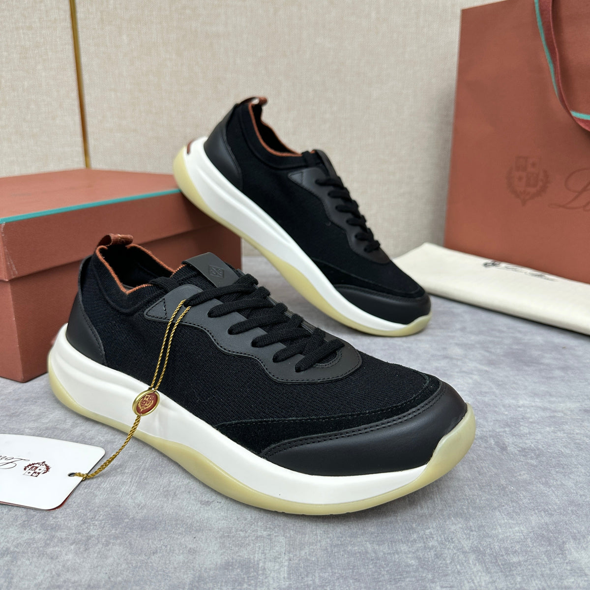 Cream Knit Chunky Sole Runner - Men's