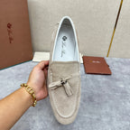 Cream Suede Contrast Sole Loafer - Men's