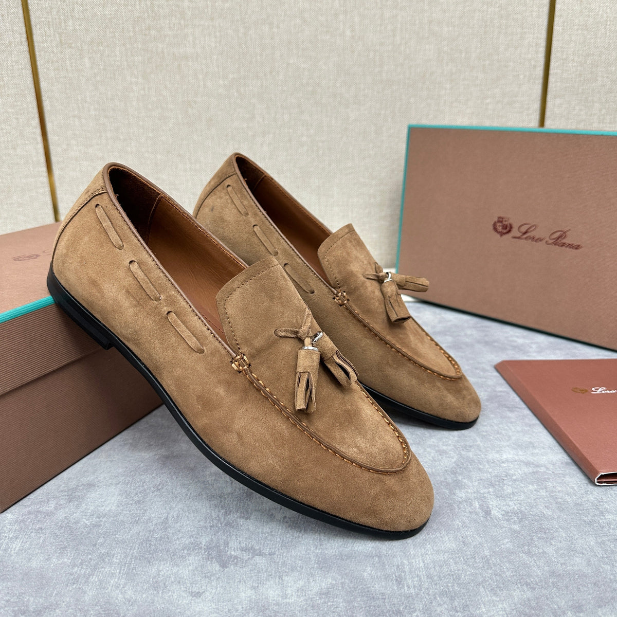 Cream Suede Contrast Sole Loafer - Men's