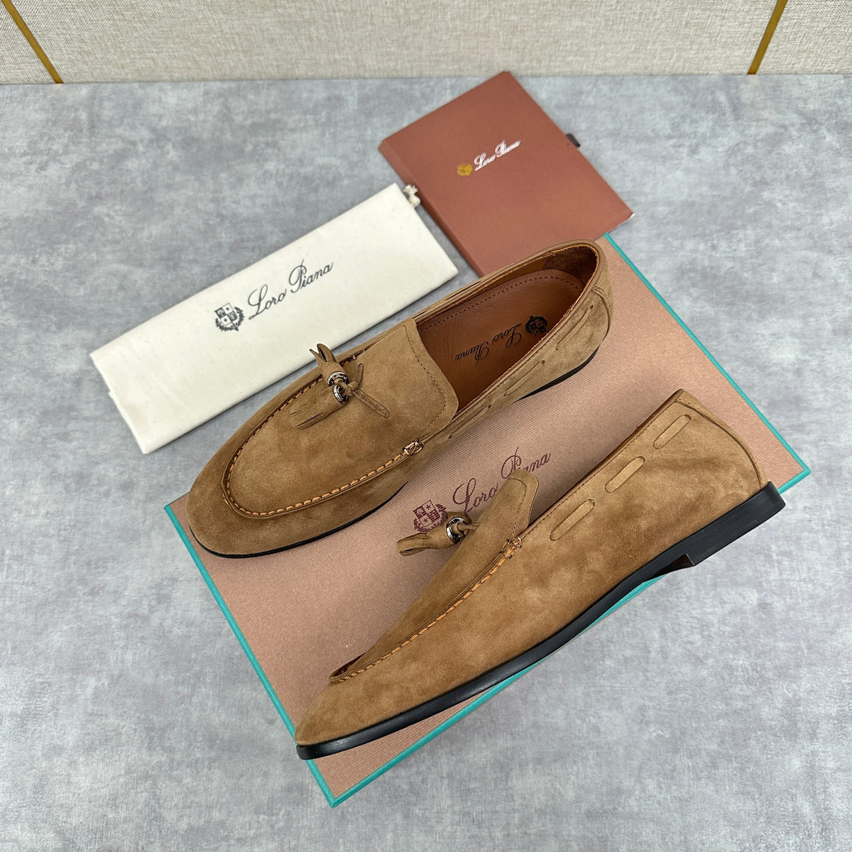 Cream Suede Contrast Sole Loafer - Men's