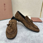 Cream Suede Contrast Sole Loafer - Men's