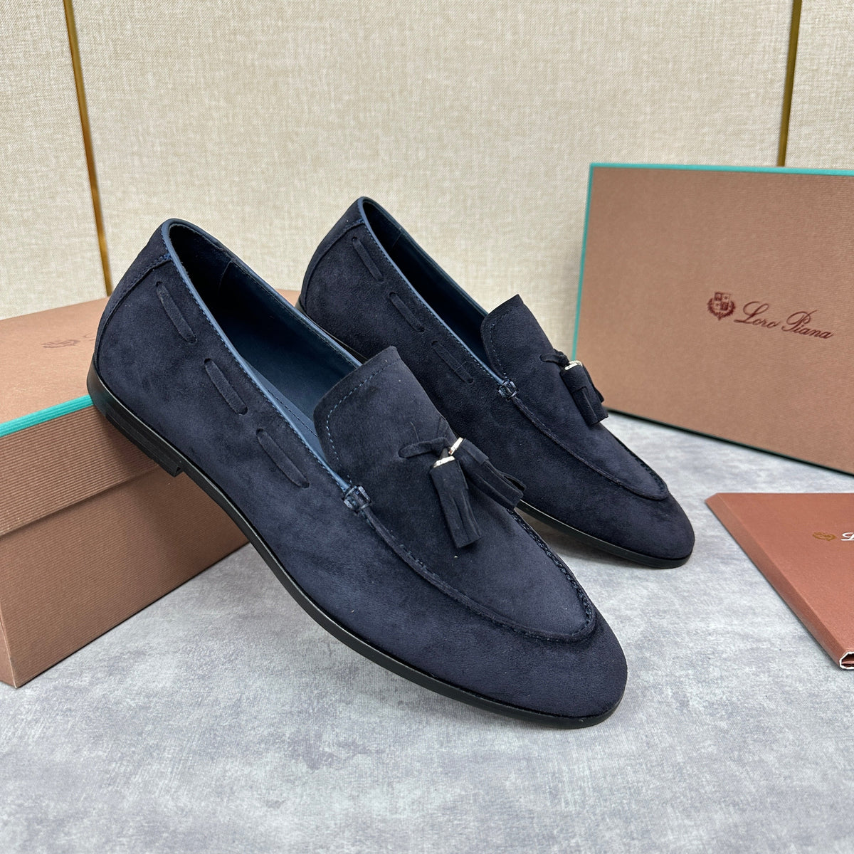 Cream Suede Contrast Sole Loafer - Men's