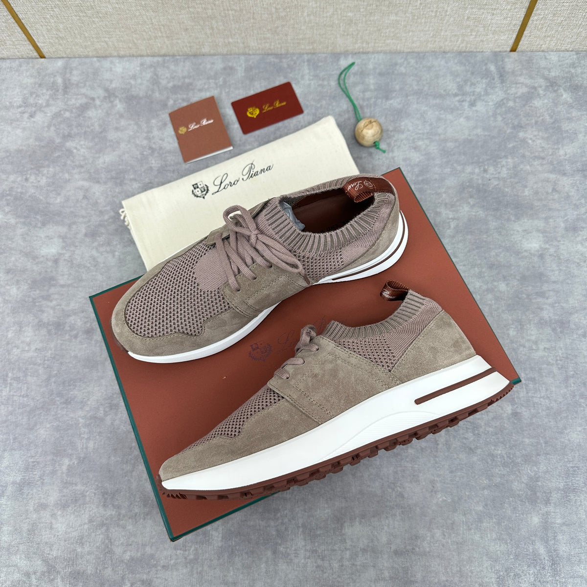 Grey Knit Contrast Sole Runner - Men's