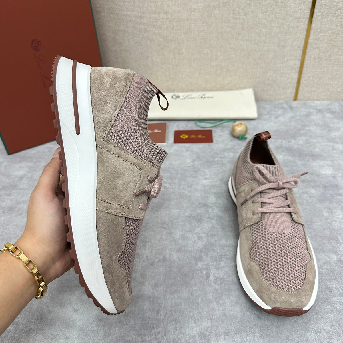 Grey Knit Contrast Sole Runner - Men's
